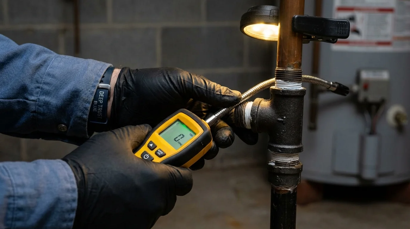 Gas leak detection with electronic sniffer by Johns Plumbing LLC in Lubbock