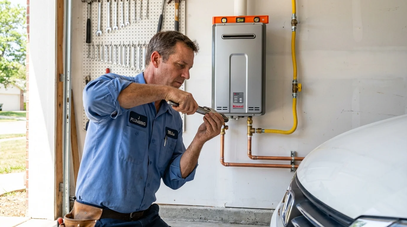 Tankless water heater installation by a Johns Plumbing LLC plumber in Lubbock